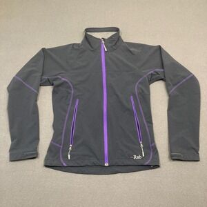 Rab Sawtooth Jacket Women XS Gray Softshell Full Zip Windbreaker Outdoors Hiking